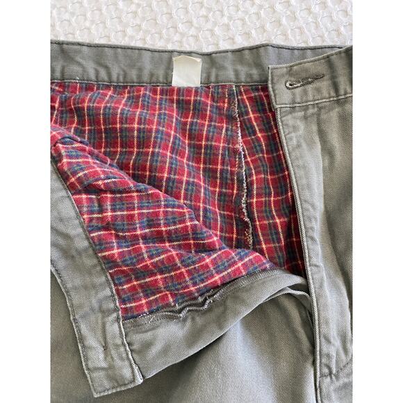 L.L. Bean Warm Double Flannel Layered Green Pleat Front Thermal Pants Sz 42x32‎ - Picture 5 of 10